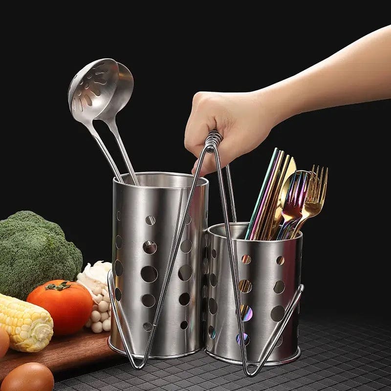 Double Cutlery Drain Rack, Double Handle Chopstick Spoon Rack, Stainless Steel Kitchen Cutlery Box, Spoons Forks Knife Utensils Organizer, Kitchen Storage Tube Barrel Tableware Rack, Caddy Cutlery Utensil Holder Double Cutlery Drain Rack, Double Handle Chopstick Spoon Rack, Stainless Steel Kitchen Cutlery Box, Spoons Forks Knife Utensils Organizer, Kitchen Storage Tube Barrel Tableware Rack, Caddy Cutlery Utensil Holder